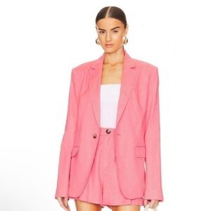 NEW A.L.C. Donovan Linen-Blend Blazer Womens 00 Quiet Luxury Designer Soft Girl